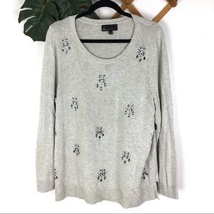 Lane Bryant | 18/20 Grey Embellished Knit Sweater